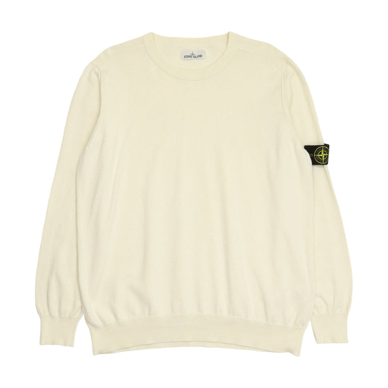 Stone Island S/S 22 Soft Cotton Crew Neck Knit in Cream, front