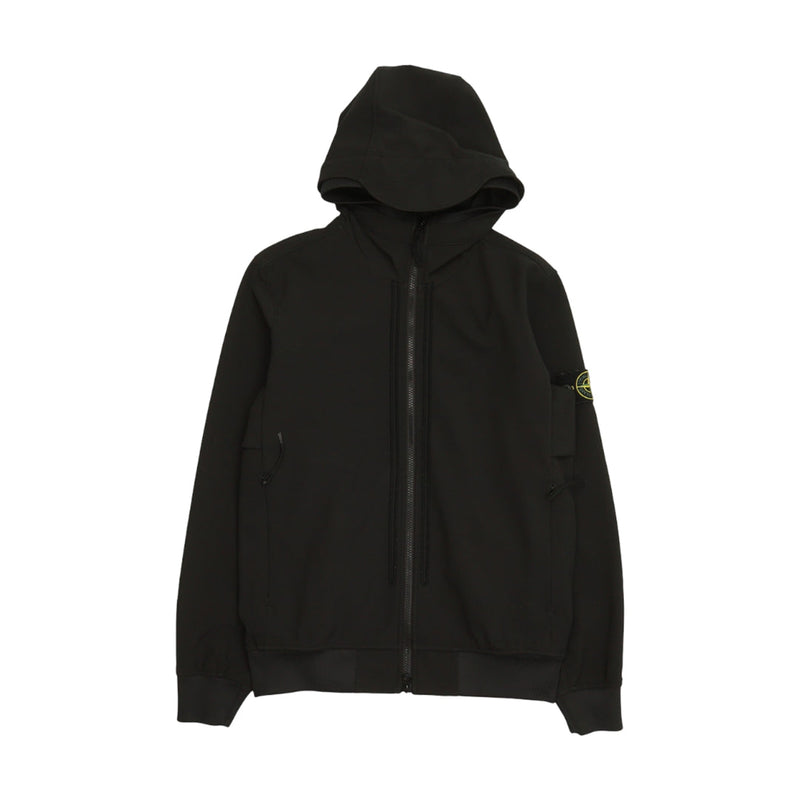 Stone Island S/S 22 Soft Shell-R e.dye Jacket in Black, front