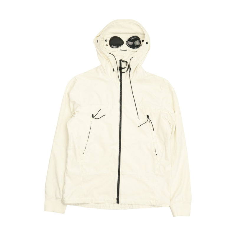 C.P. Company Flatt Nylon Goggle Overshirt in Beige, front