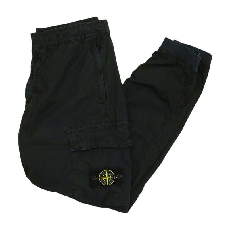 Stone Island S/S 22 Parachute Cotton RE-T Cargo Pants in Black, front