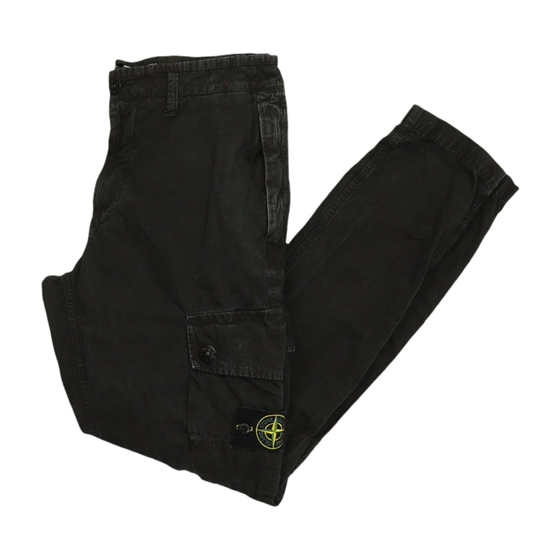 Stone Island S/S 24 Brushed Canvas Type SL Cargo Pants in Black, front