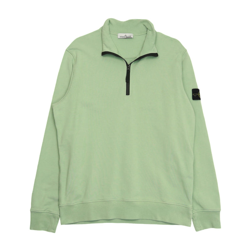 Stone Island S/S 24 Garment Dyed Half Zip Sweatshirt in Aqua, front