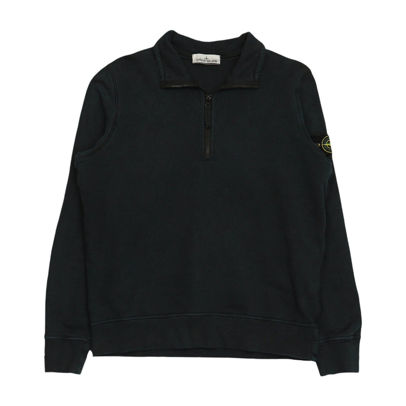 Stone Island A/W 22 Brushed Cotton Half Zip Sweatshirt in Navy, front