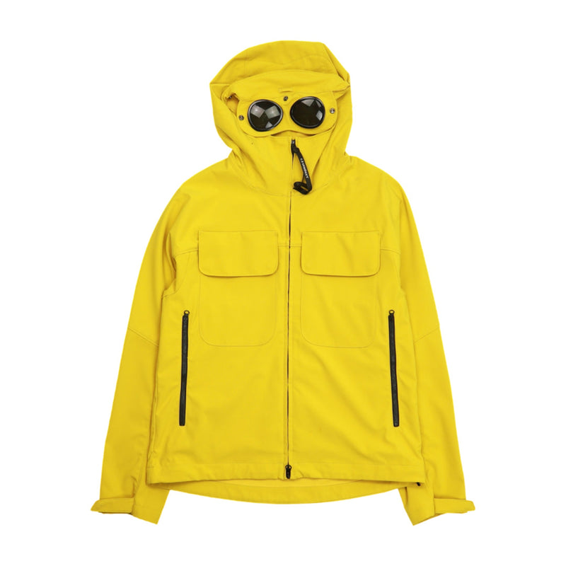 C.P. Company Soft Shell-R Utility Goggle Jacket in Mustard Yellow, front