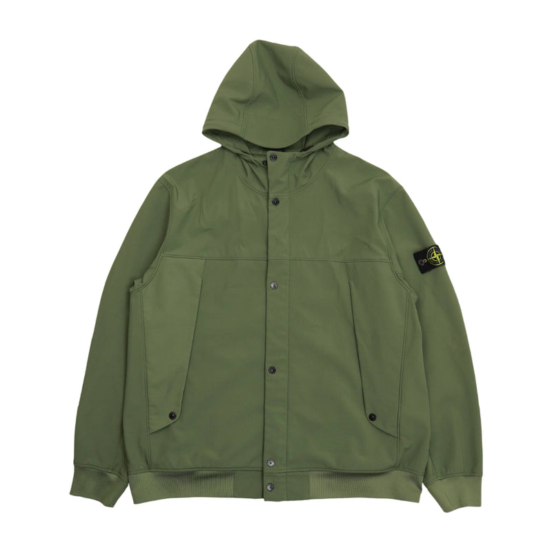 Stone Island S/S 24 Light Soft Shell-R e.dye Jacket in Green, front