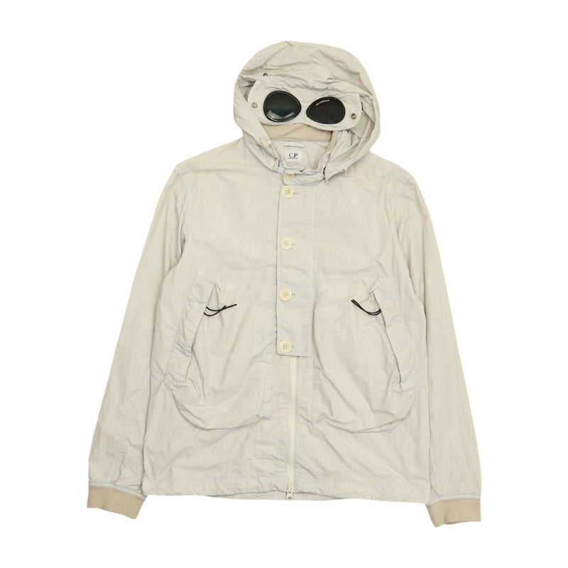 C.P. Company Flatt Nylon Goggle Overshirt in Grey, front