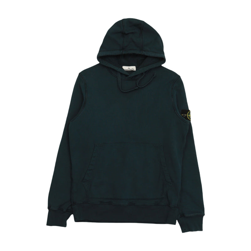 Stone Island S/S 21 Garment Dyed Popover Hoodie in Navy, front