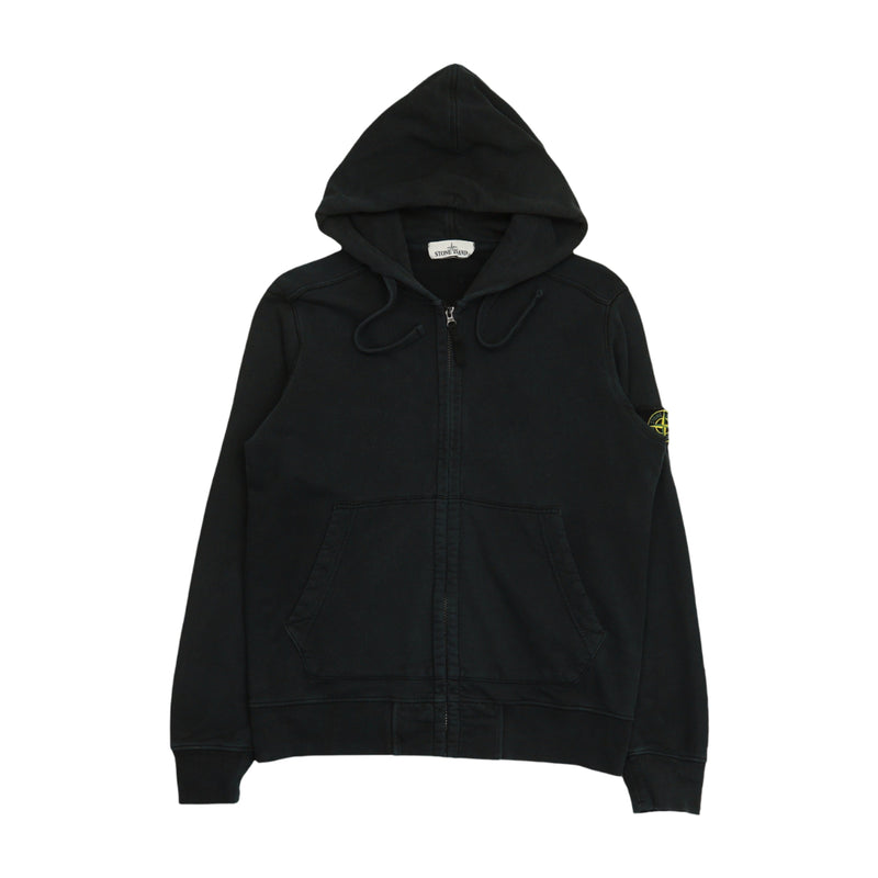 Stone Island A/W 19 Full Zip Hoodie in Black, front