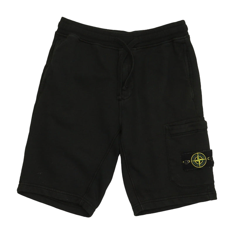 Stone Island S/S 24 Garment Dyed Sweat Shorts in Black, front