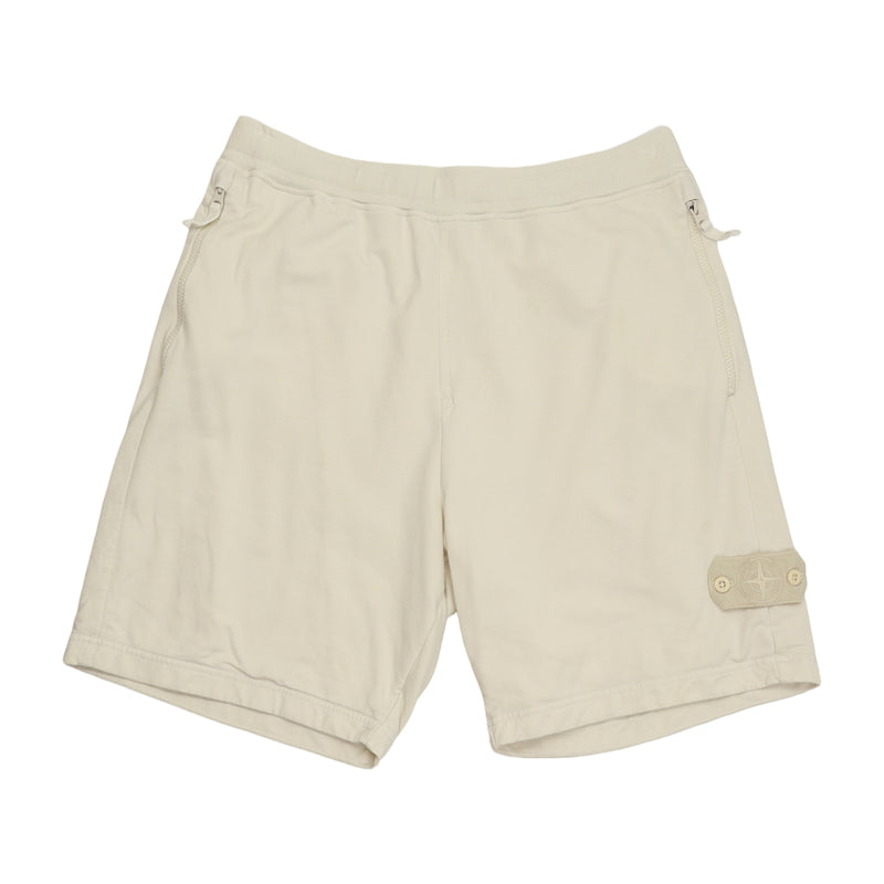 Stone Island S/S 22 Ghost Fleece Shorts in White, front