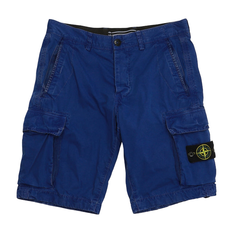 Stone Island S/S 15 Type SL Garment Dyed Cargo Shorts in Blue, front