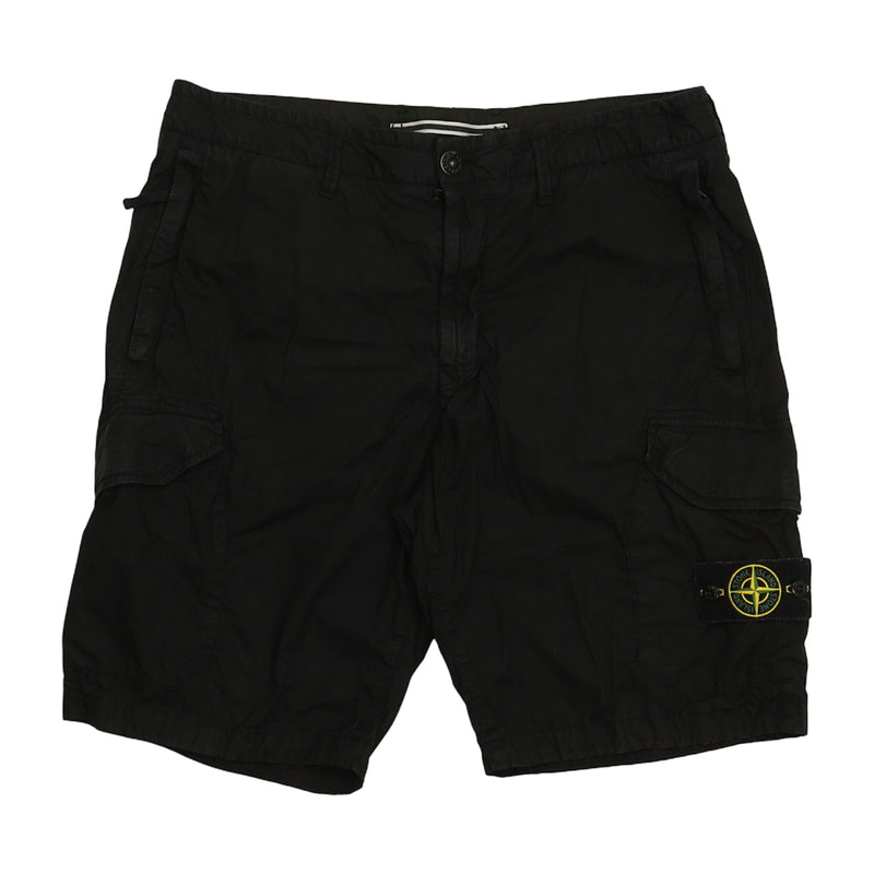 Stone Island S/S 20 Type RE Bermuda Cargo Shorts in Black, front