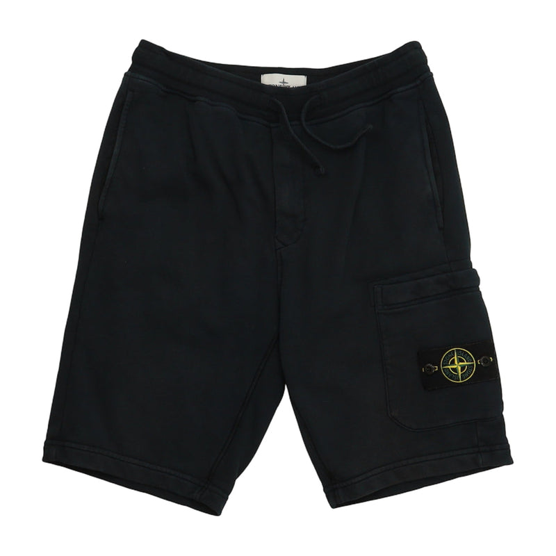 Stone Island S/S 23 Bermuda Cotton Fleece Cargo Shorts in Navy, front