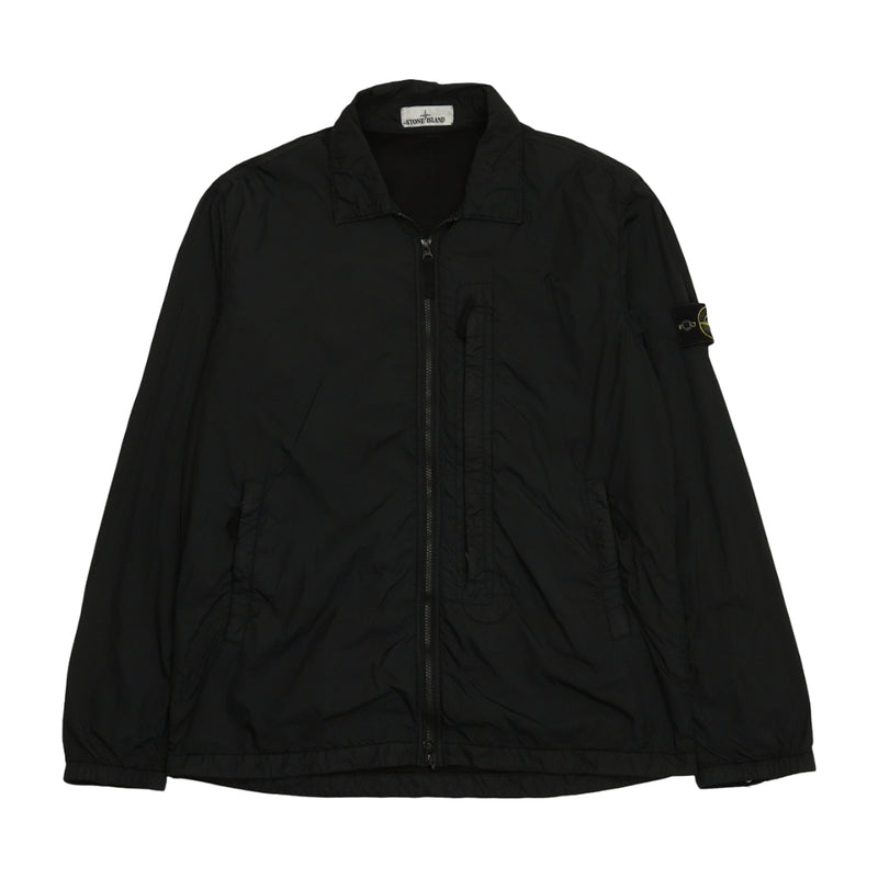 Stone Island A/W 20 Crinkle Reps NY Overshirt in Black, front