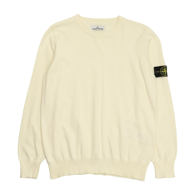 Stone Island S/S 22 Soft Cotton Crew Neck Knit in Cream, front