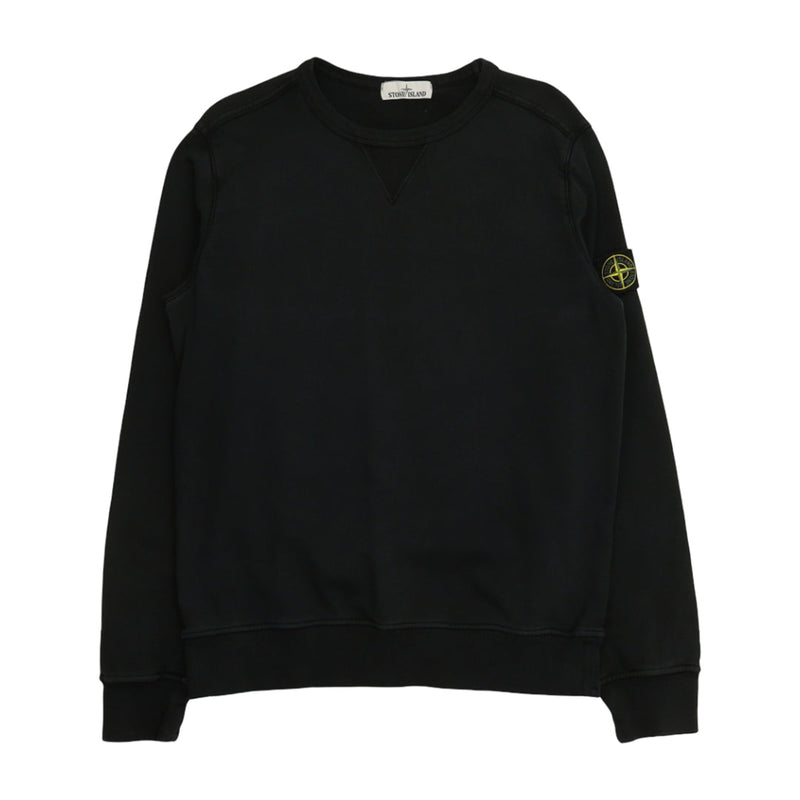 Stone Island S/S 18 Garment Dyed Sweatshirt in Black, front