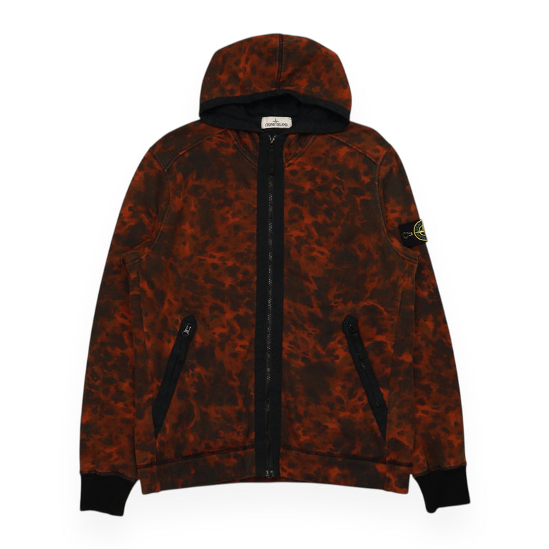 Stone Island Tortoise Shell Zipped Hoodie in Red, front