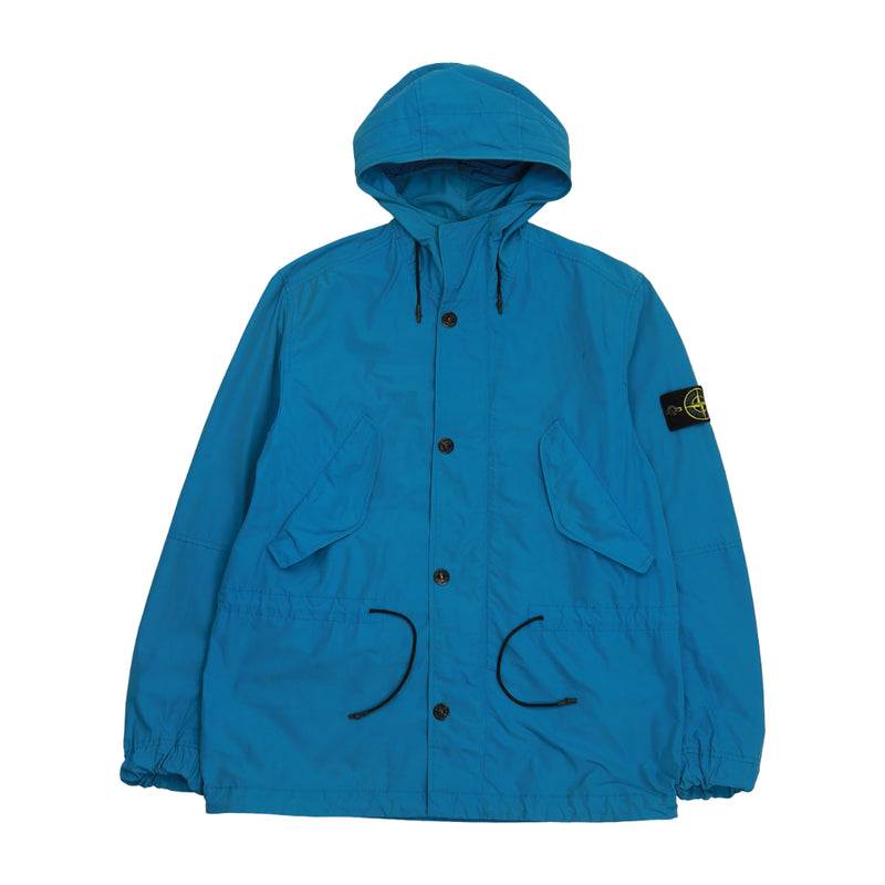 Stone Island S/S 18 Micro Reps Hooded Parka Jacket in Blue, front