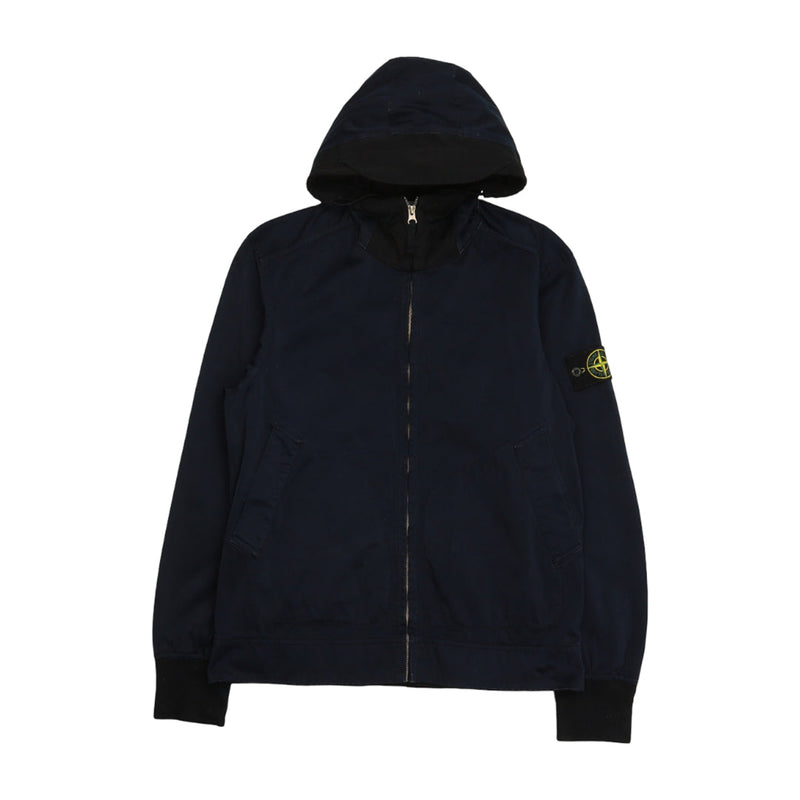 Stone Island S/S 16 David Jersey TC Hooded Jacket in Navy, front