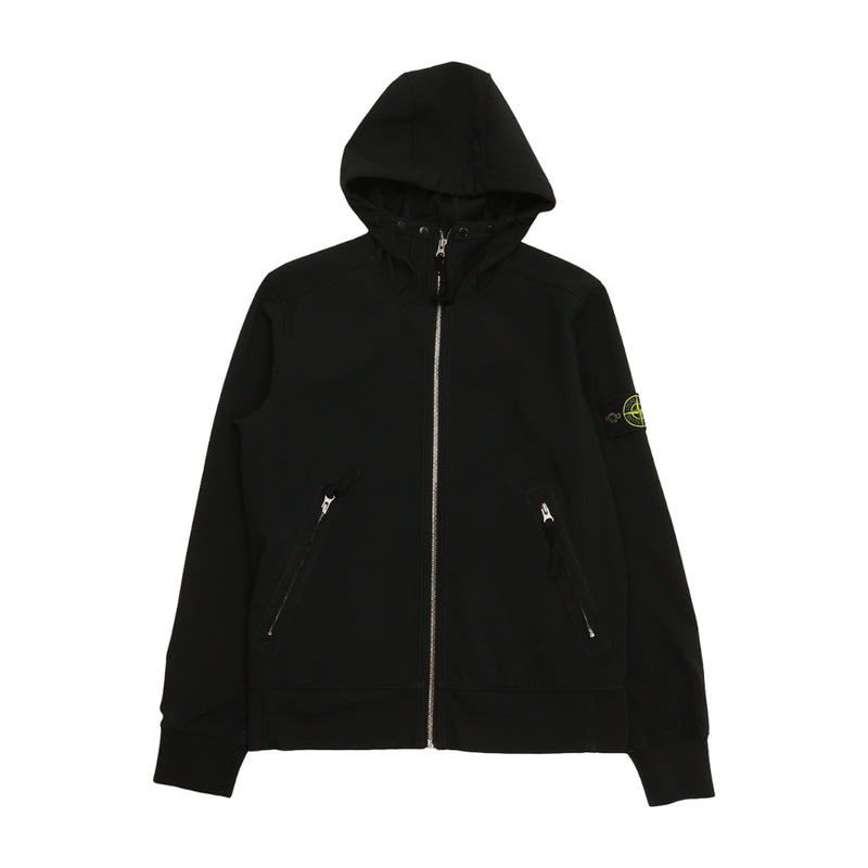 Stone Island S/S 18 Light Soft Shell-R Jacket in Black, front
