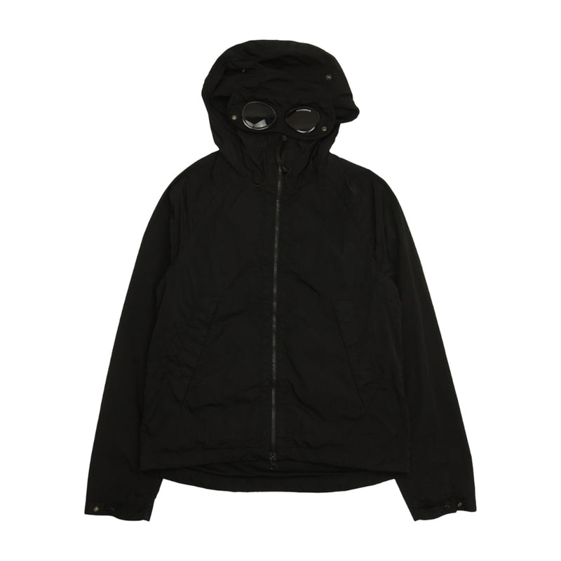 C.P. Company Chrome-R Hooded Goggle Jacket in Black, front