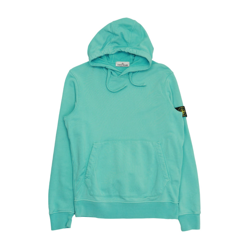 Stone Island S/S 23 Garment Dyed Hoodie in Aqua, front