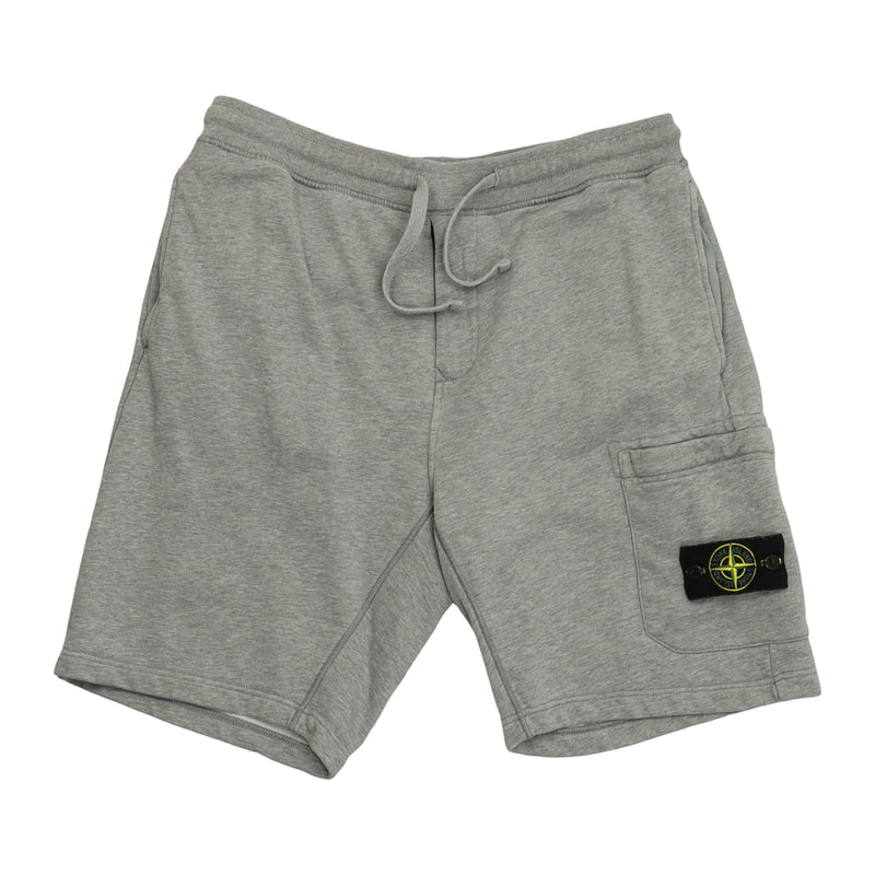 Stone Island S/S 20 Garment Dyed Cotton Jersey Cargo Shorts in Grey, front