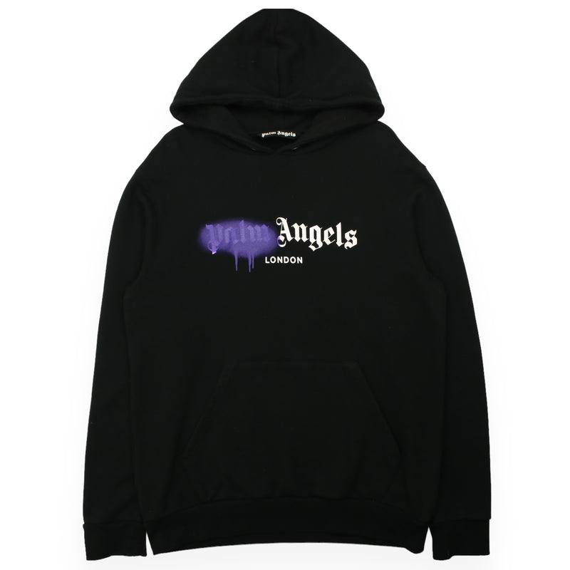 Palm Angels London Sprayed Hoodie in Black, front