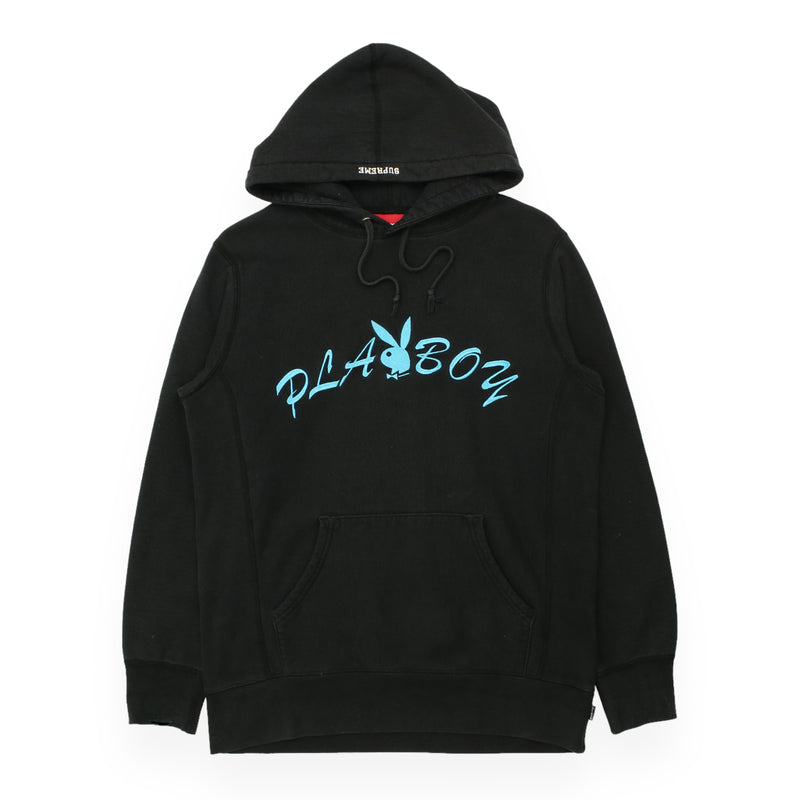 Supreme Playboy Hoodie in Black, front