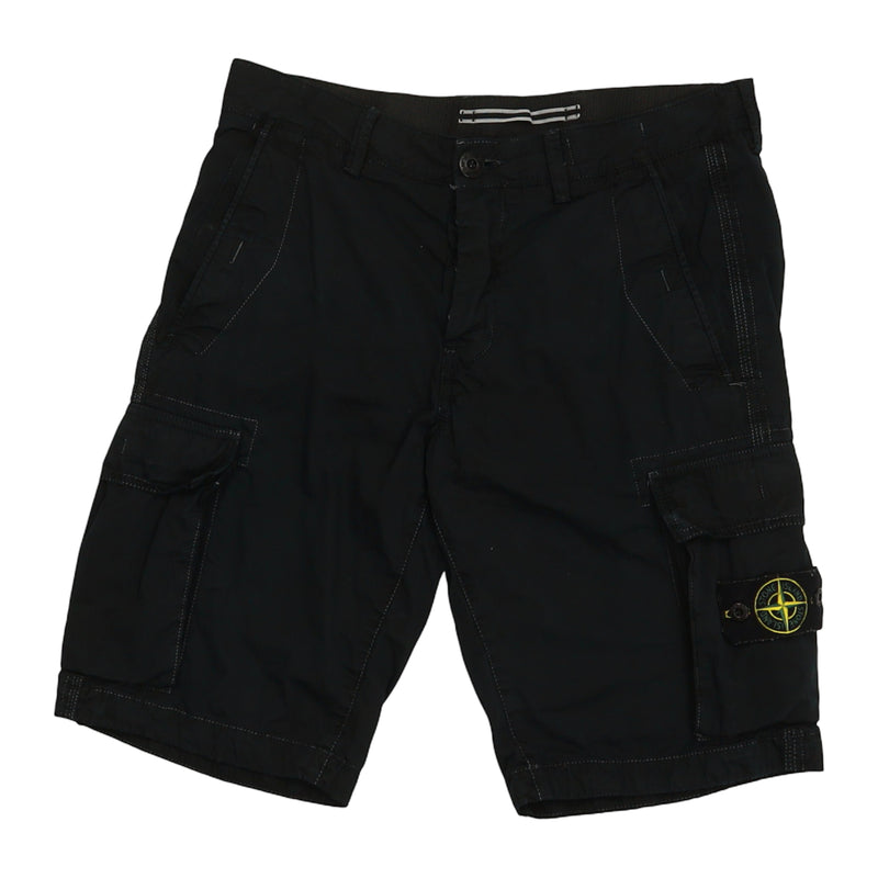Stone Island S/S 15 Type SL Garment Dyed Cargo Shorts in Black, front