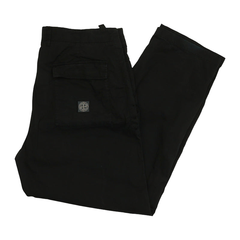 Stone Island A/W 23 Straight Leg Zip Pants in Black, front