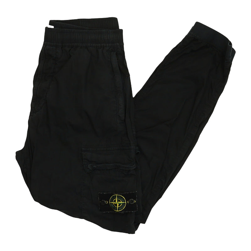 Stone Island S/S 22 Stretch Cotton Tela Paracadute Cargo Pants in Black, front