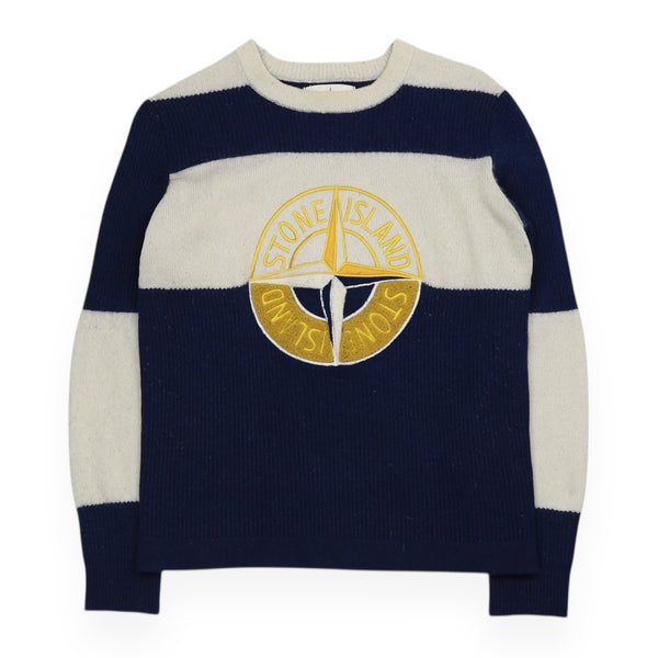 Stone Island Knitted Striped Logo Jumper Sweatshirt