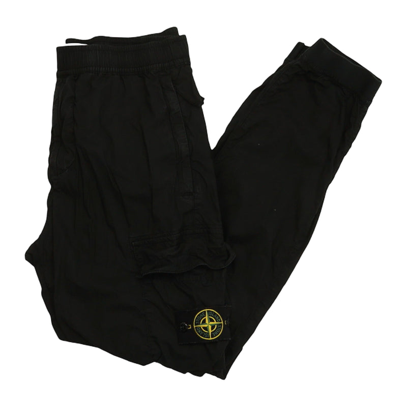 Stone Island S/S 24 Stretch Cotton Sateen Cargo Pants in Black, front