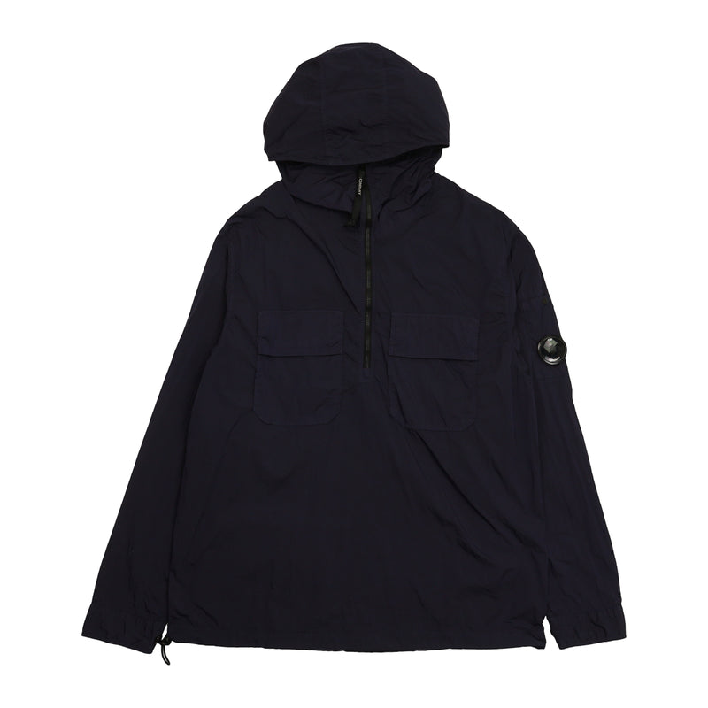 C.P. Company Chrome-L Lens Hooded Half-Zip Overshirt in Navy, front