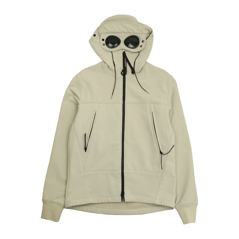 C.P. Company A/W 22 Shell-R Goggle Jacket in Beige, front