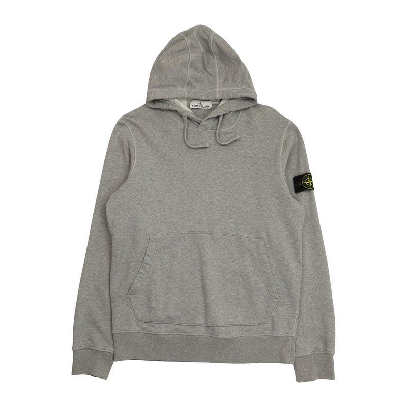 Stone Island S/S 24 Garment Dyed Popover Hoodie in Grey, front