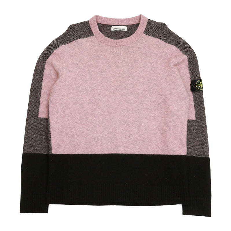 Stone Island A/W 16 Block Colour Wool Blend Knit Sweatshirt in Pink, front
