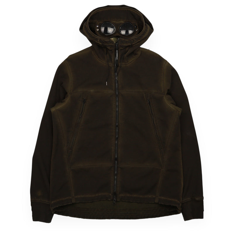 CP Company Shell Re-Colour Goggle Jacket in Brown, front