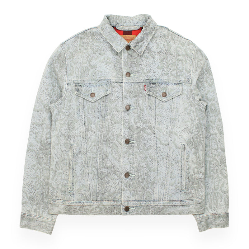 Supreme x Levi's Snakeskin Trucker Jacket in Blue, front