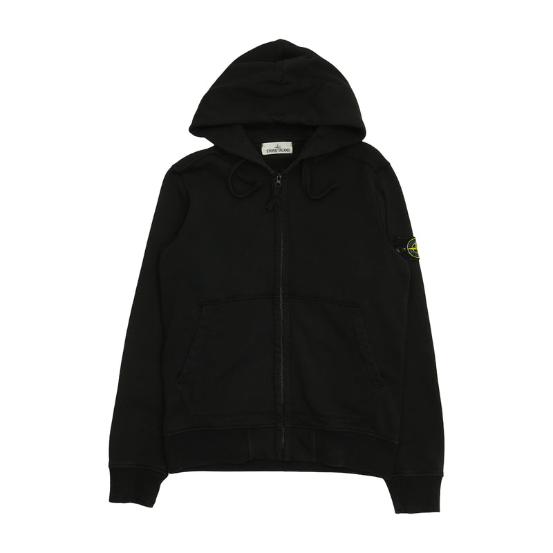 Stone Island S/S 19 Full Zip Hoodie in Black, front