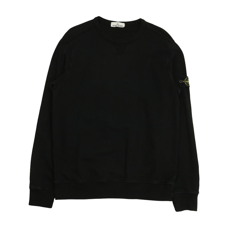 Stone Island S/S 18 Garment Dyed Jumper Sweatshirt in Black, front