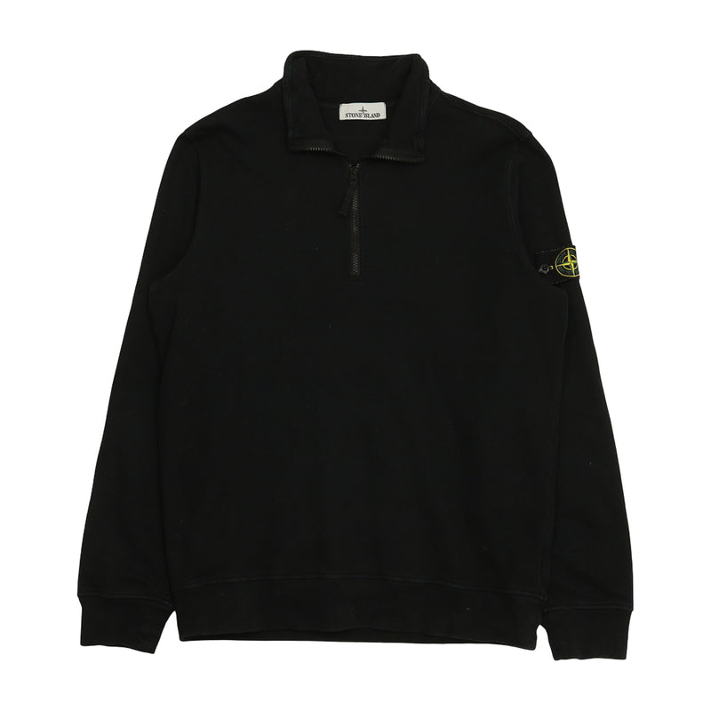 Stone Island A/W 23 Garment Dyed Half Zip Sweatshirt in Black, front