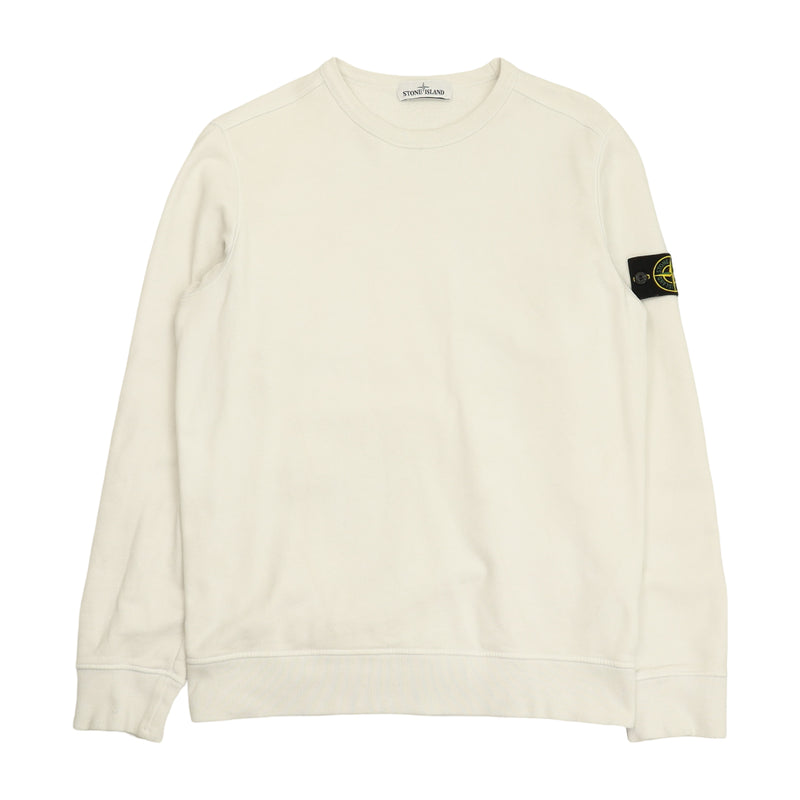 Stone Island A/W 18 Garment Dyed Cotton Sweatshirt in White, front