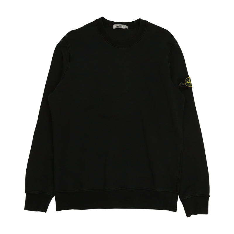 Stone Island S/S 23 Garment Dyed Sweatshirt in Black, front