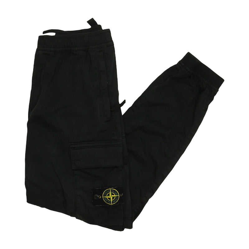 Stone Island A/W 22 Cotton-Wool Cargo Pants in Black, front