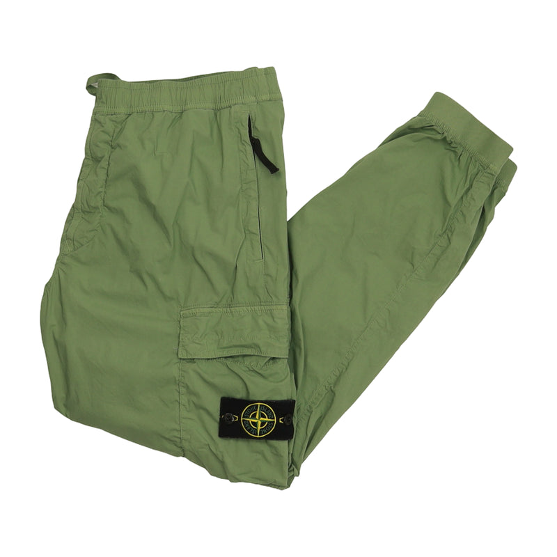 Stone Island S/S 23 Stretch Cotton Tela Cargo Pants in Green, front