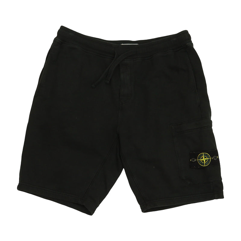 Stone Island A/W 22 Brushed Cotton Fleece Bermuda Cargo Shorts in Black, front