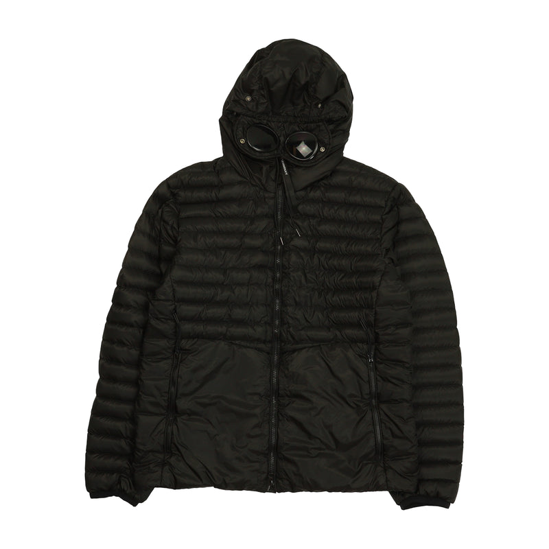 C.P. Company D.D. Shell Ripstop Down Goggle Jacket in Black, front