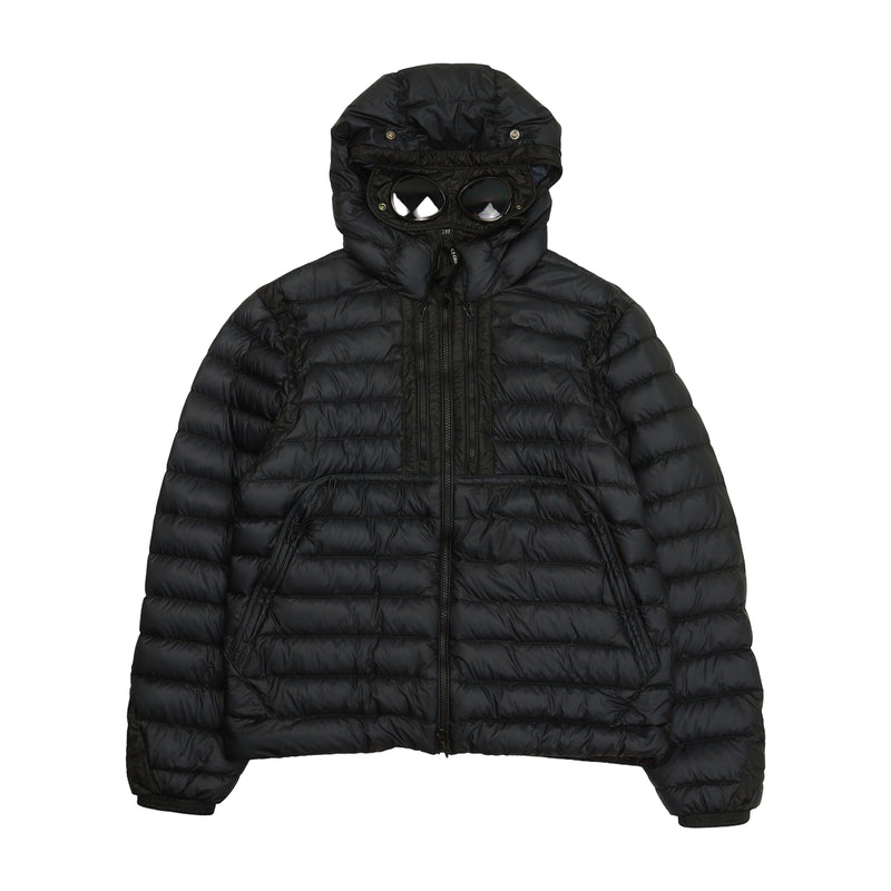 C.P. Company D.D. Shell Goggle Down Puffer Jacket in Navy, front